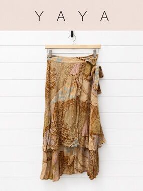 YAYA Printed Boho Midi Skirt – Size 34